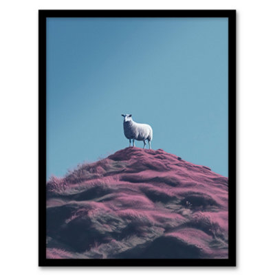 Wee Blue Coo Framed Wall Art High On The Heather Sheep Scotland Blue Living Room12X16 Inch from B&Q