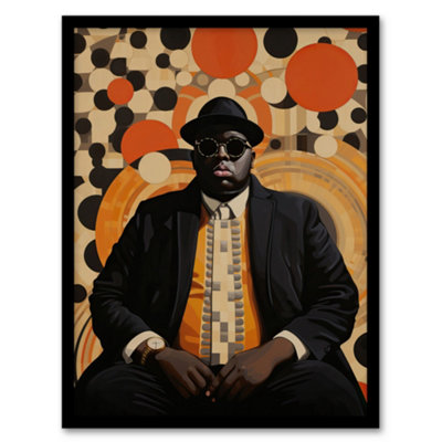 B&Q -  Framed Wall Art Big Hypnosis Circles Hip Hop Music Portrait Living Room12X16 Inch