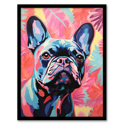 Wee Blue Coo Framed Wall Art The Pastel Pooch French Bulldog Neon Fun Living Room12X16 Inch from B&Q