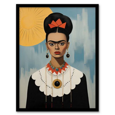 Wee Blue Coo Framed Wall Art Trendy Mexican Artist Painted Portrait Living Room12X16 Inch from B&Q