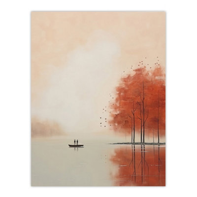 Wee Blue Coo Unframed Wall Art Boating On The Autumn Lake Calm Peaceful Living Room12X16 Inch from B&Q