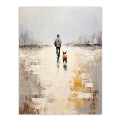 Wee Blue Coo Unframed Wall Art Dog Walkers Dream Simple Calm Neutral Living Room12X16 Inch from B&Q