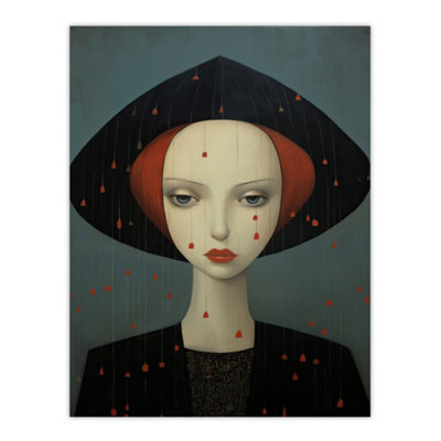 Wee Blue Coo Unframed Wall Art Don't Rain On My Parade Red Haired Woman Living Room12X16 Inch from B&Q