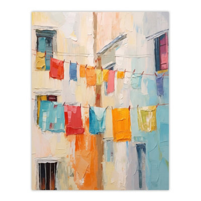 Wee Blue Coo Unframed Wall Art Every Day Is Laundry Day Multicoloured Living Room12X16 Inch from B&Q