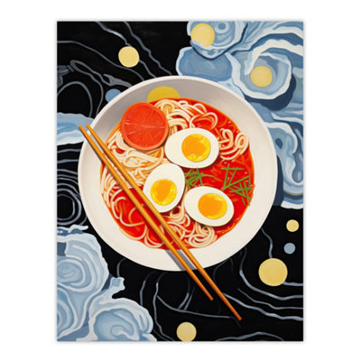 Wee Blue Coo Unframed Wall Art Noodles And Doodles Ramen Food Kitchen Living Room12X16 Inch from B&Q