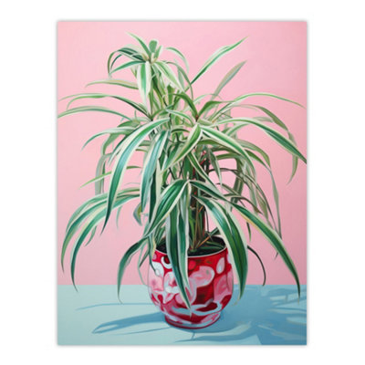 Wee Blue Coo Unframed Wall Art Spider Plant Lover Pink Green Blue Living Room12X16 Inch from B&Q