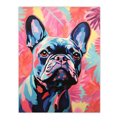 Wee Blue Coo Unframed Wall Art The Pastel Pooch French Bulldog Neon Fun Living Room12X16 Inch from B&Q