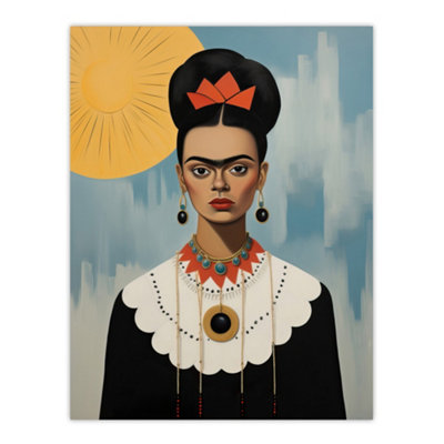 Wee Blue Coo Unframed Wall Art Trendy Mexican Artist Painted Portrait Living Room12X16 Inch from B&Q