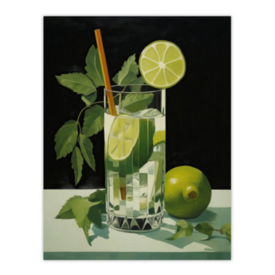 B&Q -  Unframed Wall Art Virgin Mojito Cocktail Green Kitchen Living Room12X16 Inch