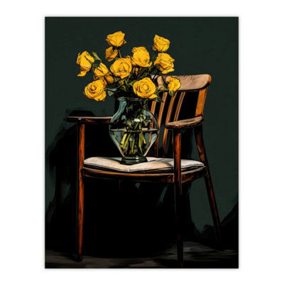 B&Q -  Unframed Wall Art Yellow Roses Are My Favourite Still Life Living Room12X16 Inch