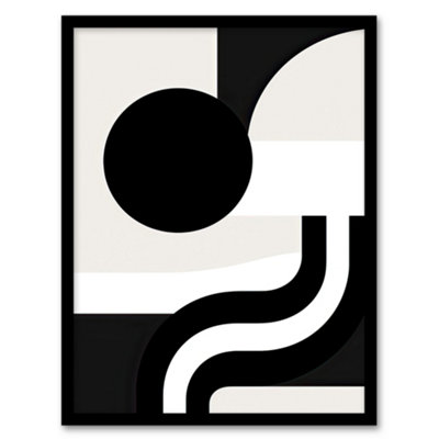 Artery8 Abstract Geometric Black White Minimalist Curves Shapes Wall Art PrintA4 Size from B&Q