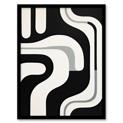 Artery8 Minimalist Curves Shapes Abstract Black White Geometric Wall Art PrintA4 Size from B&Q