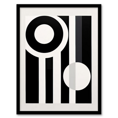 Artery8 Abstract Geometric Black White Minimalist Circles Stripes Wall Art PrintA4 Size from B&Q