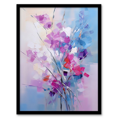 Artery8 Abstract Wildflower Bouquet Painting Purple Blue Pink Floral Wall Art PrintA4 Size from B&Q