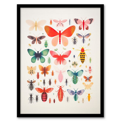 Artery8 Colourful Insects And Bugs Bright Picture Wall Art PrintA4 Size from B&Q