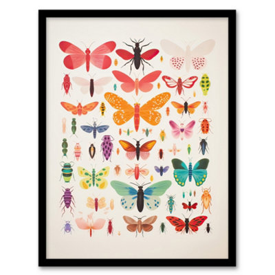 Artery8 Insects And Bugs Bright Colourful Picture Wall Art PrintA4 Size from B&Q