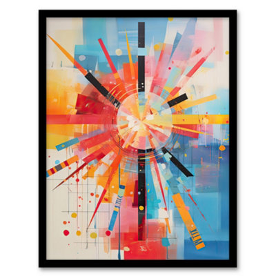 Artery8 Morning Sun Colourful Abstract Geometric Picture Wall Art PrintA4 Size from B&Q