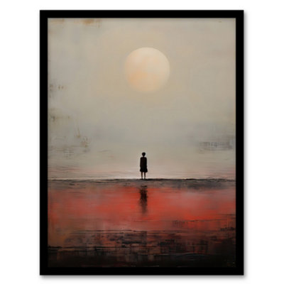 Artery8 Framed Wall Art Alone With The Sea Minimalist Misty Seascape Sunset12X16 Inch from B&Q