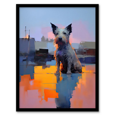 Artery8 Framed Wall Art Waiting For His Master Terrier Dog Portrait12X16 Inch from B&Q