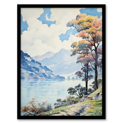 Artery8 Framed Wall Art Scenic Lake District Landscape With Autumn Trees12X16 Inch from B&Q