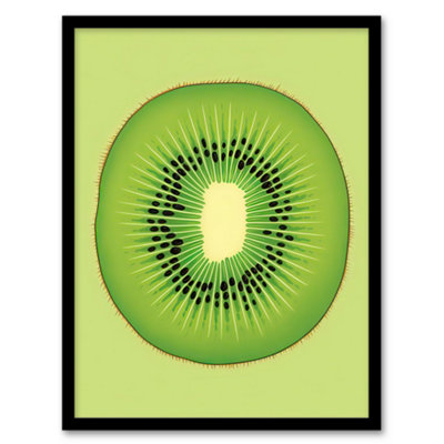 Artery8 Framed Wall Art Kiwi Fruit Slice Bright Graphic Kitchen12X16 Inch from B&Q