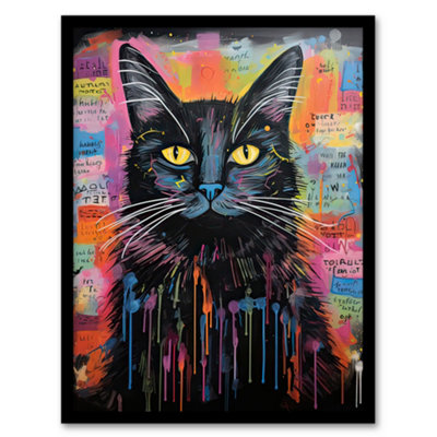 Artery8 Framed Wall Art Therapy Cat Therapist Whimsical Pet Portrait12X16 Inch from B&Q