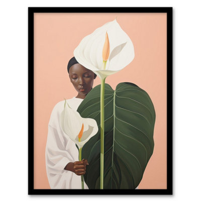 Artery8 Framed Wall Art We Come In Peace Lily African Woman Portrait12X16 Inch from B&Q
