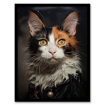Artery8 Framed Wall Art Maine Cat Animal Portrait Oil Painting12X16 Inch from B&Q