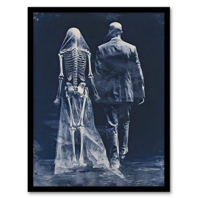 Artery8 Framed Wall Art Until Death Do Us Part Skeletal Love12X16 Inch from B&Q