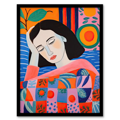 Artery8 Framed Wall Art Dreaming Of The Mediterranean Abstract Portrait12X16 Inch from B&Q