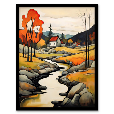 Artery8 Framed Wall Art Just Follow The River Countryside Autumn Landscape12X16 Inch from B&Q