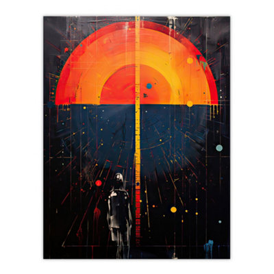 Artery8 Unframed Wall Art Seascape Sunset Abstract Minimalism Orange Blue Geometric12X16 Inch from B&Q