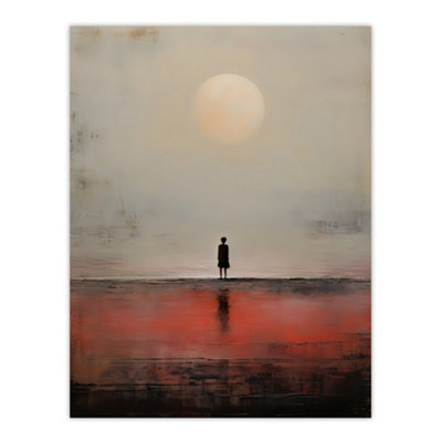 Artery8 Unframed Wall Art Alone With The Sea Minimalist Misty Seascape Sunset12X16 Inch from B&Q