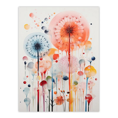 Artery8 Unframed Wall Art Dandelion Seeds Watercolour Painting Picture12X16 Inch from B&Q