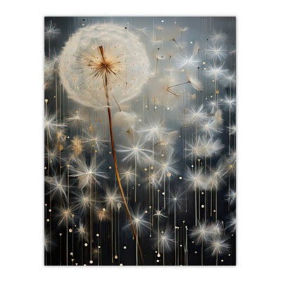 Artery8 Unframed Wall Art Dandelion Seeds Luminescent Rain Ethereal Painting Picture12X16 Inch from B&Q