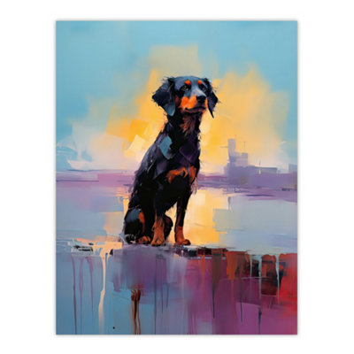 Artery8 Unframed Wall Art Rottweiler Puppy Beach Sunrise Dog Portrait Picture12X16 Inch from B&Q
