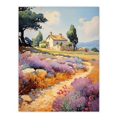 Artery8 Unframed Wall Art Rural France Country House Watercolour Painting Picture12X16 Inch from B&Q