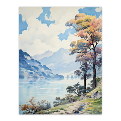 Artery8 Unframed Wall Art Scenic Lake District Landscape With Autumn Trees Picture12X16 Inch from B&Q