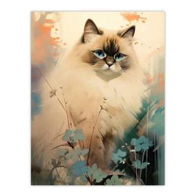 Artery8 Unframed Wall Art Ragdoll Cat Pastel Colour Animal Portrait Picture12X16 Inch from B&Q