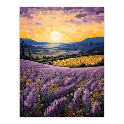 Artery8 Unframed Wall Art Serene Lavender Fields At Sunrise Scenic Landscape Picture12X16 Inch from B&Q