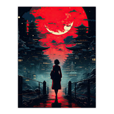 Artery8 Unframed Wall Art Tokyo Midnight Cyberpunk Conceptual Cityscape Picture12X16 Inch from B&Q