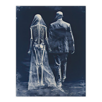 Artery8 Unframed Wall Art Until Death Do Us Part Skeletal Love Picture12X16 Inch from B&Q