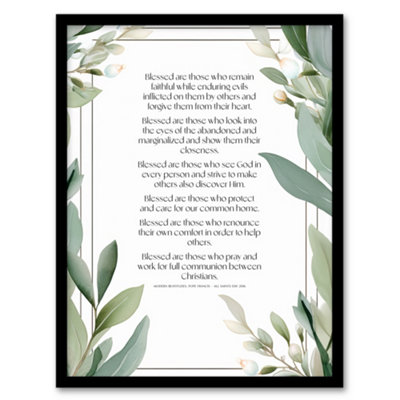 Artery8 Modern Blessed Beatitudes Green Pope Francis Quote Bible Wall Art PrintA4 Size from B&Q