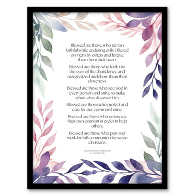 Artery8 Modern Blessed Beatitudes Violet Pope Francis Quote Bible Wall Art PrintA4 Size from B&Q
