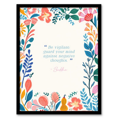 Artery8 Guard Against Negative Thoughts Buddhist Mindfulness Floral Wall Art PrintA4 Size from B&Q