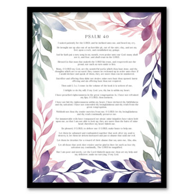 Artery8 Psalm 40 I Waited Patiently For The Lord Bible Quote Faith Wall Art PrintA4 Size from B&Q
