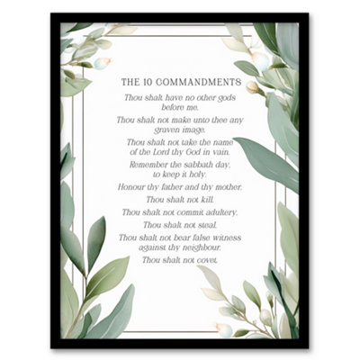 Artery8 The 10 Ten Commandments Green Faith Bible Quote Framed Wall Art PrintA4 Size from B&Q