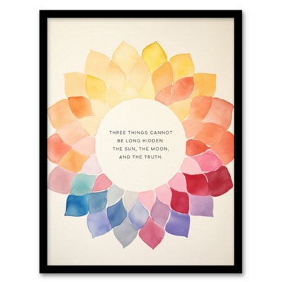 Artery8 Framed Wall Art Truth Cannot Be Hidden Buddhist Mindfulness Quote Mandala12X16 Inch from B&Q