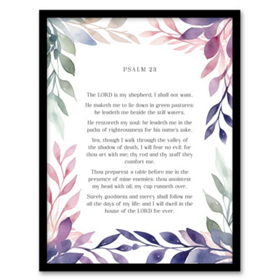 Artery8 Psalm 23 The Lord Is My Shepherd Old Testament Jesus Bible Framed Wall Art Print from B&Q
