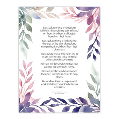 Artery8 Unframed Wall Art Modern Blessed Beatitudes Violet Pope Francis Quote Bible12X16 Inch from B&Q